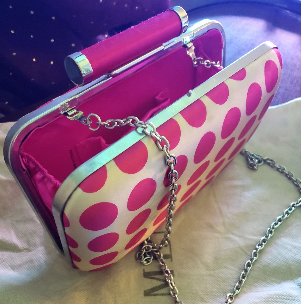 Hot Pink Polka Dot Clutch Purse